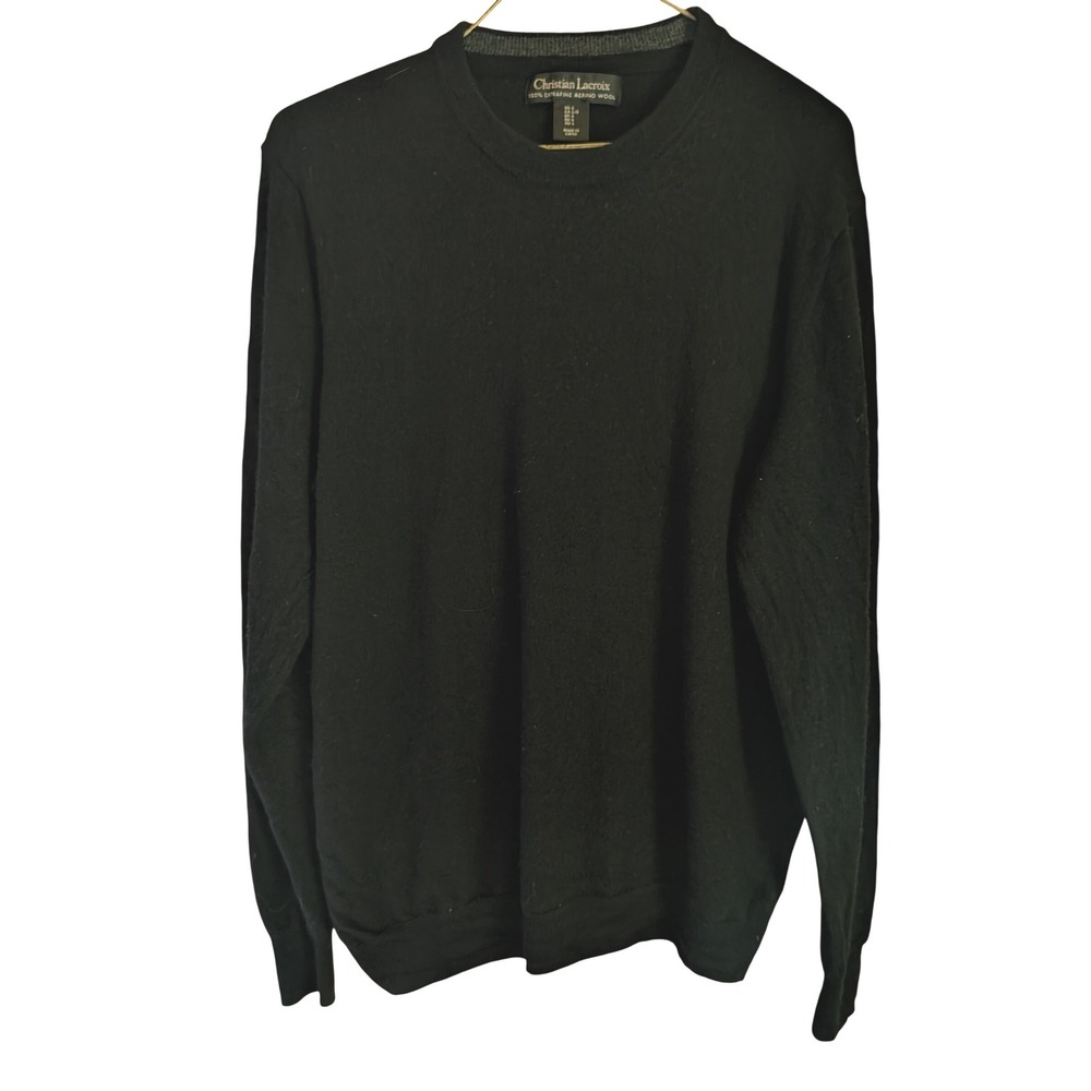 Christian Lacroix Merino Wool Sweater Mens L Luxury Minimalist Preppy Classic